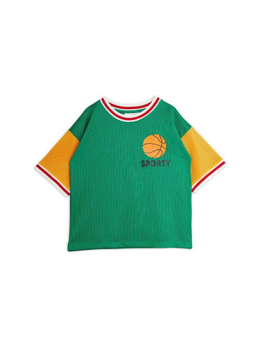 Детска тениска Mini Rodini Basket в зелено с принт 0
