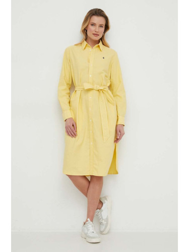 Памучна рокля Polo Ralph Lauren в жълто къса със стандартна кройка 211928808