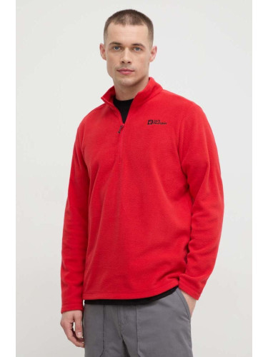 Спортен суичър Jack Wolfskin Taunus в червено с изчистен дизайн 1709522