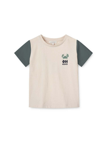 Бебешка памучна тениска Liewood Apia Baby Placement Shortsleeve T-shirt в тюркоазено с принт