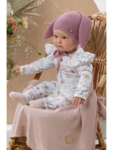Детска памучна шапка Jamiks PILVI в розово с фина плетка от памук