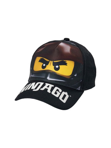 Детска памучна шапка с козирка Lego в черно с принт