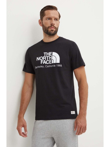 Памучна тениска The North Face M Berkeley California S/S Tee в черно с принт NF0A87U5JK31