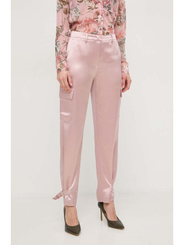 Панталон Guess MARZIA в розово със стандартна кройка, с висока талия W4GB50 WG7C0