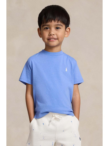 Детска памучна тениска Polo Ralph Lauren в лилаво с принт