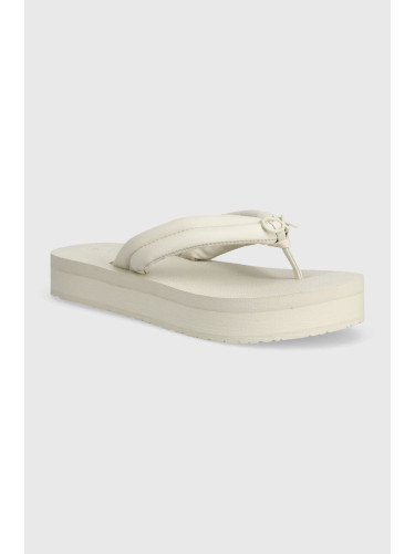 Джапанки Calvin Klein FLATFORM FLIP FLOP RELOCK в бежово с платформа HW0HW02063