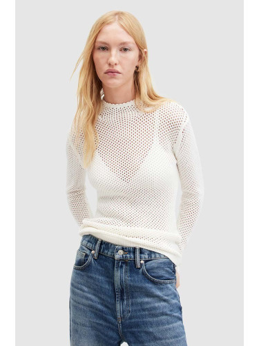 Пуловер AllSaints AVRIL дамски в бяло с ниско поло