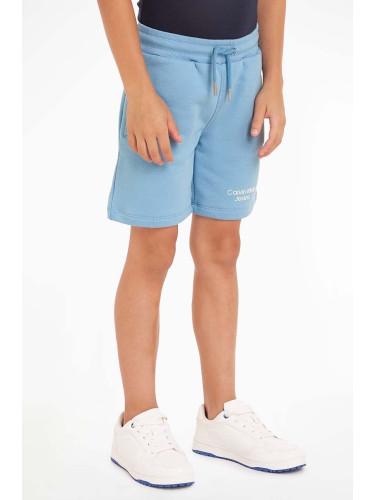 Детски къси панталони Calvin Klein Jeans в синьо с регулируема талия