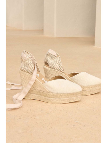 Еспадрили Manebi La Havana Heart-Shaped Wedge Espadrilles в бяло със скосена платформа O 7.0 WH