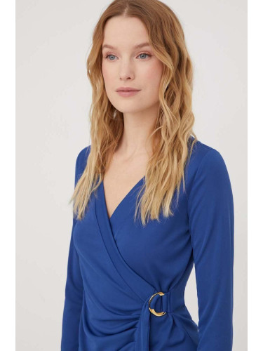 Блуза Lauren Ralph в синьо с изчистен дизайн 200889081