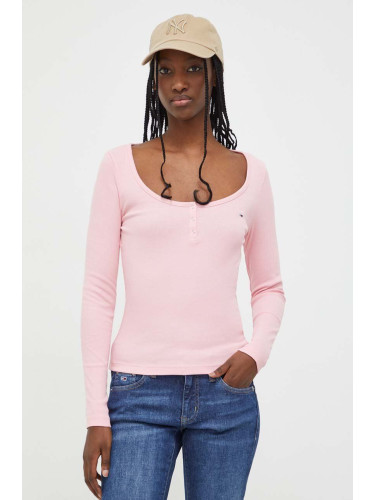 Блуза с дълги ръкави Tommy Jeans в розово DW0DW17390