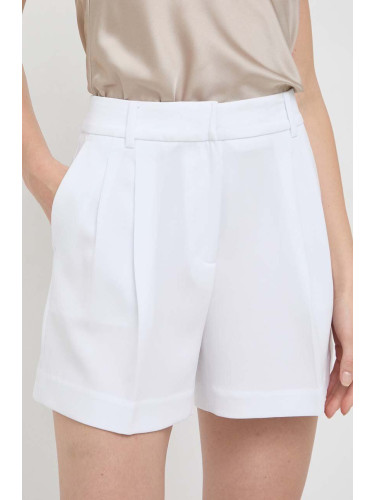 Къс панталон MICHAEL Michael Kors в бяло с изчистен дизайн с висока талия
