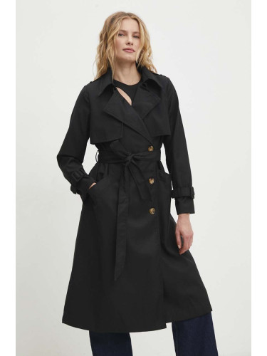 Палто Answear Lab в черно преходен модел с двуредно закопчаване
