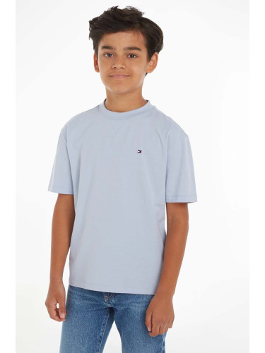 Детска памучна тениска Tommy Hilfiger в синьо с изчистен дизайн