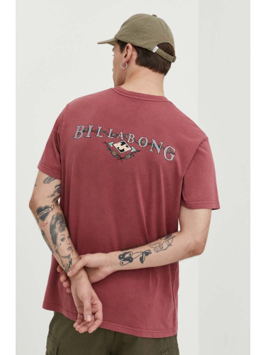 Памучна тениска Billabong в розово с принт