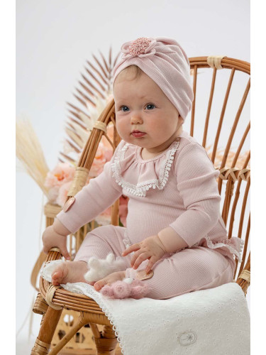 Детска шапка Jamiks TELIKA в розово с фина плетка