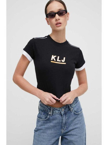 Памучна тениска Karl Lagerfeld Jeans в черно