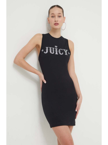 Рокля Juicy Couture в черно къса със стандартна кройка