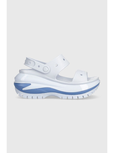 Чехли Crocs Classic Mega Crush Sandal в синьо с платформа 207989