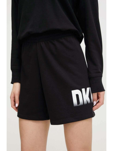 Къс панталон Dkny в черно с принт висока талия DP3S5165