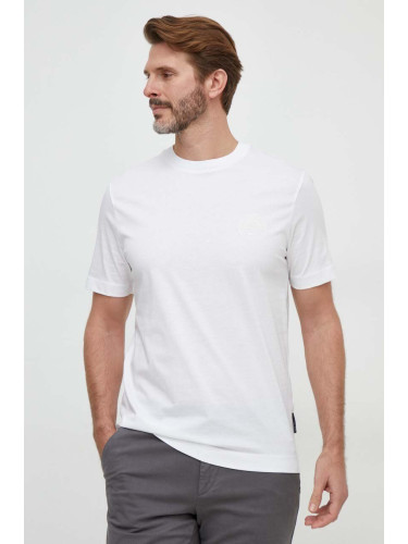 Памучна тениска BOSS в бяло с принт 50507787