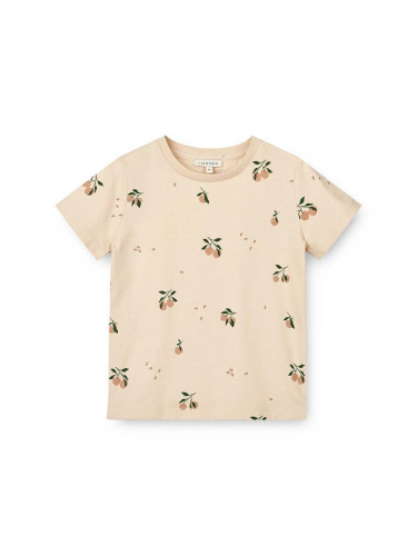 Бебешка памучна тениска Liewood Apia Baby Printed Shortsleeve T-shirt в розово с десен