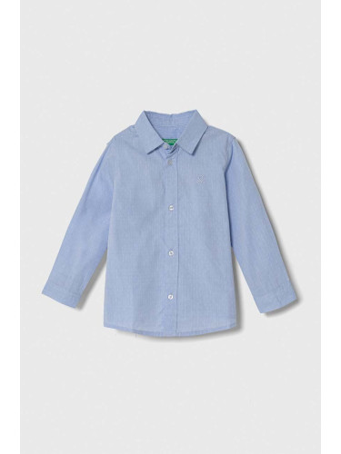 Детска памучна риза United Colors of Benetton в синьо