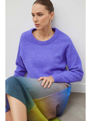 Вълнен пуловер Samsoe NOR дамски в лилаво от лека материя F00022152