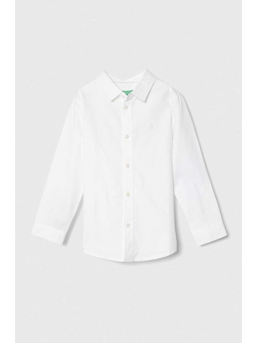 Детска памучна риза United Colors of Benetton в бяло