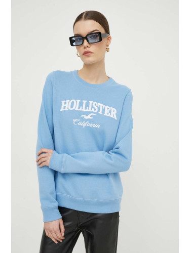 Суичър Hollister Co. в синьо с апликация