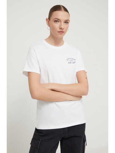 Памучна тениска Converse в бяло