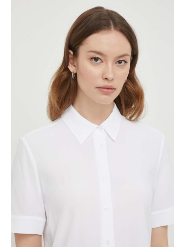 Риза Tommy Hilfiger дамска в бяло със стандартна кройка с класическа яка WW0WW41831