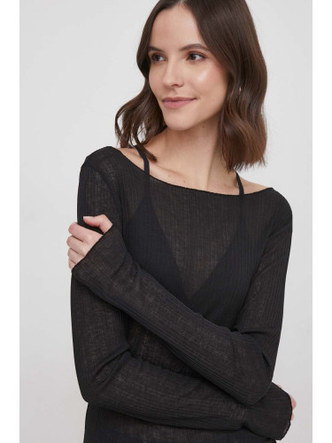 Блуза с дълги ръкави Calvin Klein Jeans в черно J20J223114