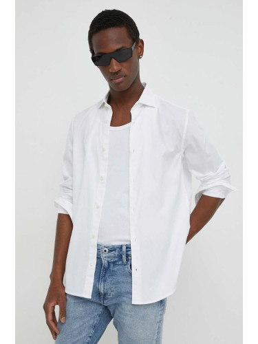 Памучна риза Marc O'Polo мъжка в бяло със стандартна кройка с класическа яка B21750442256