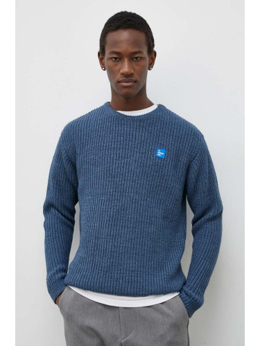 Пуловер с вълна American Vintage PULL ML COL ROND мъжки в синьо MCRA18AE24