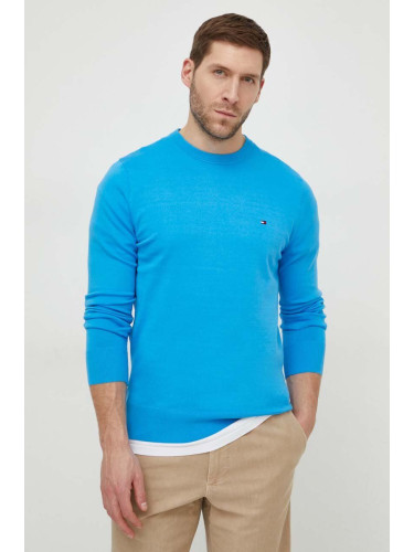 Пуловер Tommy Hilfiger мъжки в синьо от лека материя MW0MW21316