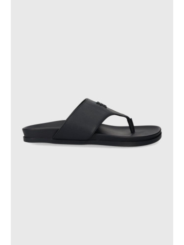 Кожени джапанки Tommy Hilfiger THONG COMFORT SANDAL в тъмносиньо с равна подметка FW0FW08042