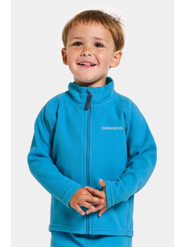 Детски суичър Didriksons MONTE KIDS FULLZIP в синьо с изчистен дизайн