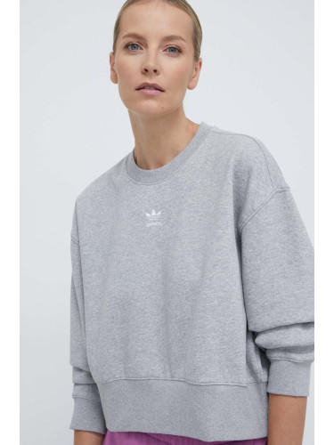 Суичър adidas Originals Essentials Crew Sweatshirt в сиво с меланжов десен IA6499