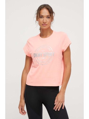 Памучна тениска Dkny в розово DP3T9563