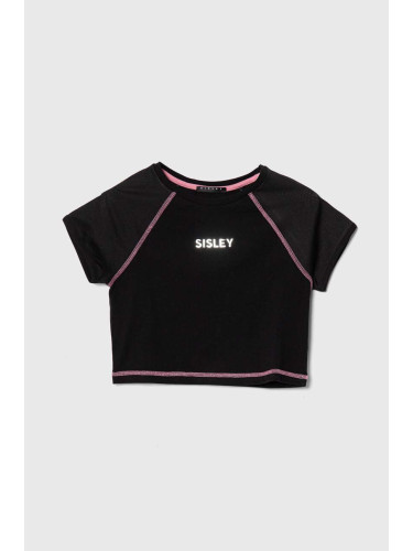 Детска тениска Sisley в черно