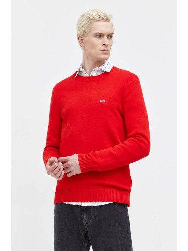 Памучен пуловер Tommy Jeans в червено DM0DM18370