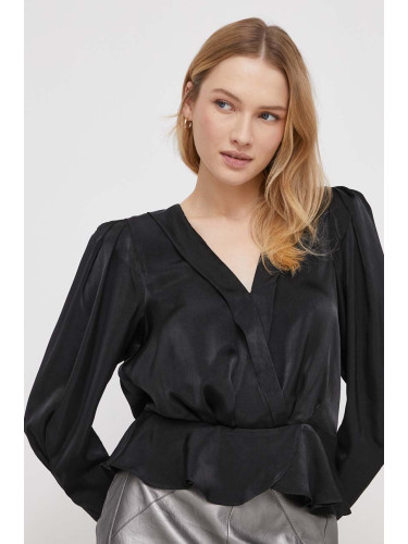 Блуза Dkny в черно с изчистен дизайн P34ANQ01
