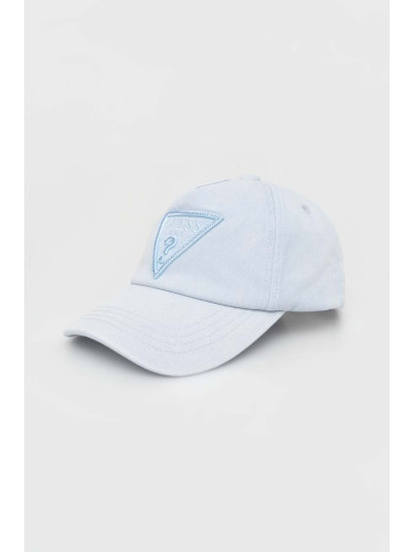Памучна шапка с козирка Guess INES в синьо с апликация W4GZ18 WO07T