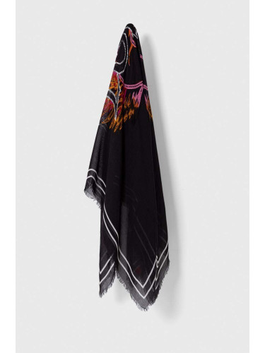 Тънък шал с вълна HUGO в черно с десен 50510599