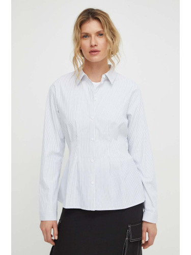 Риза Résumé дамска в бяло с кройка по тялото с класическа яка