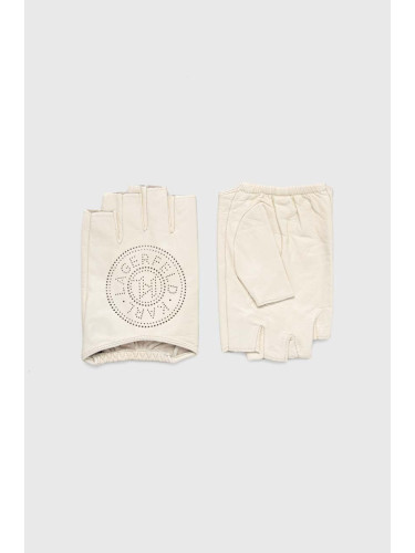 Кожени ръкавици без пръсти Karl Lagerfeld в бежово