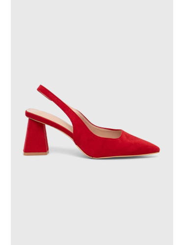 Обувки с дебел ток Answear Lab в червено с дебел ток с отворена пета