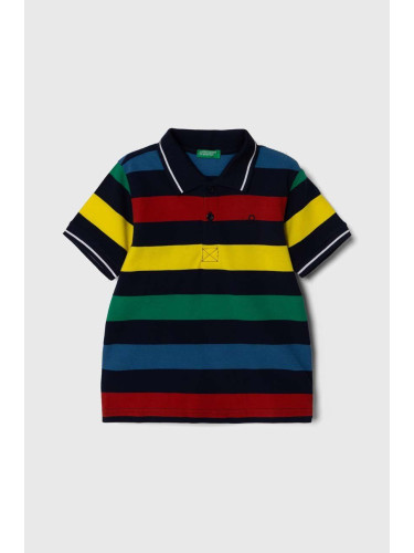 Детска памучна тениска с яка United Colors of Benetton с десен
