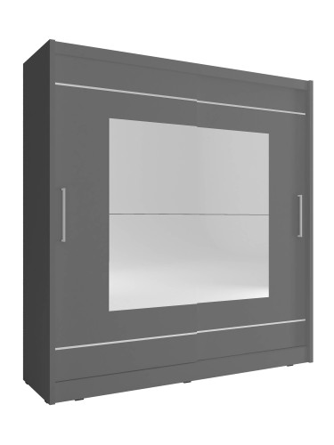 Гардероб Walla с плъзгащи врати-200 x 62 x 214 cm-сив